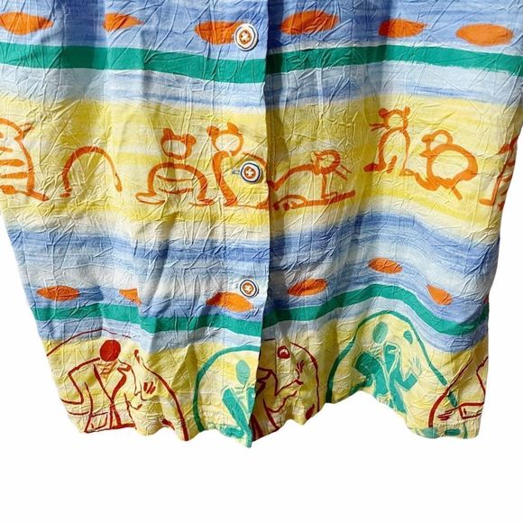 Sz 9 Vintage Dance Man Button Front Dress Hawaiian Jams World Crushed Rayon - Picture 4 of 10